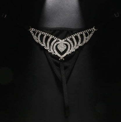 Women's Sexy Rhinestone Mesh Thong