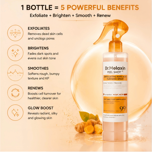 Dr. Melaxin PEEL SHOT 99% Kojic Acid + Turmeric Body Exfoliating Spray