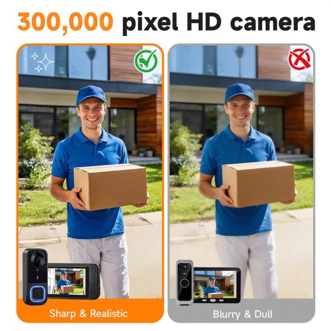 🔔 EntryView 1080P Video Doorbell with 4.3″ Indoor Screen — No App or Home Wi-Fi