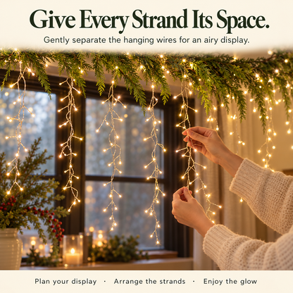 ✨ Warm White Icicle Fairy Lights – Branching Christmas Hanging Decor
