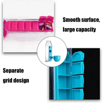 💧 2-in-1 Water Bottle & 7-Day Vitamin Organizer — 600ml