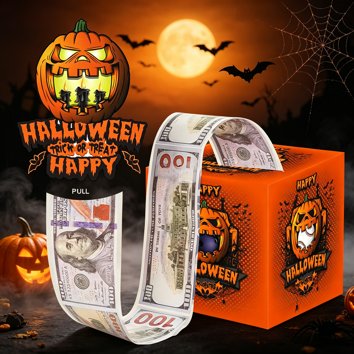 Money Pull Box, Creative Spooky Halloween Cash Holder