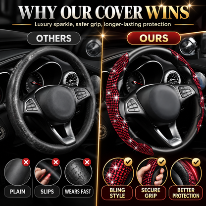 💎 Sparkly Crystal Carbon Fiber Steering Wheel Protection Set 🏎️