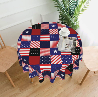 Patriotic Starburst Round Tablecloth