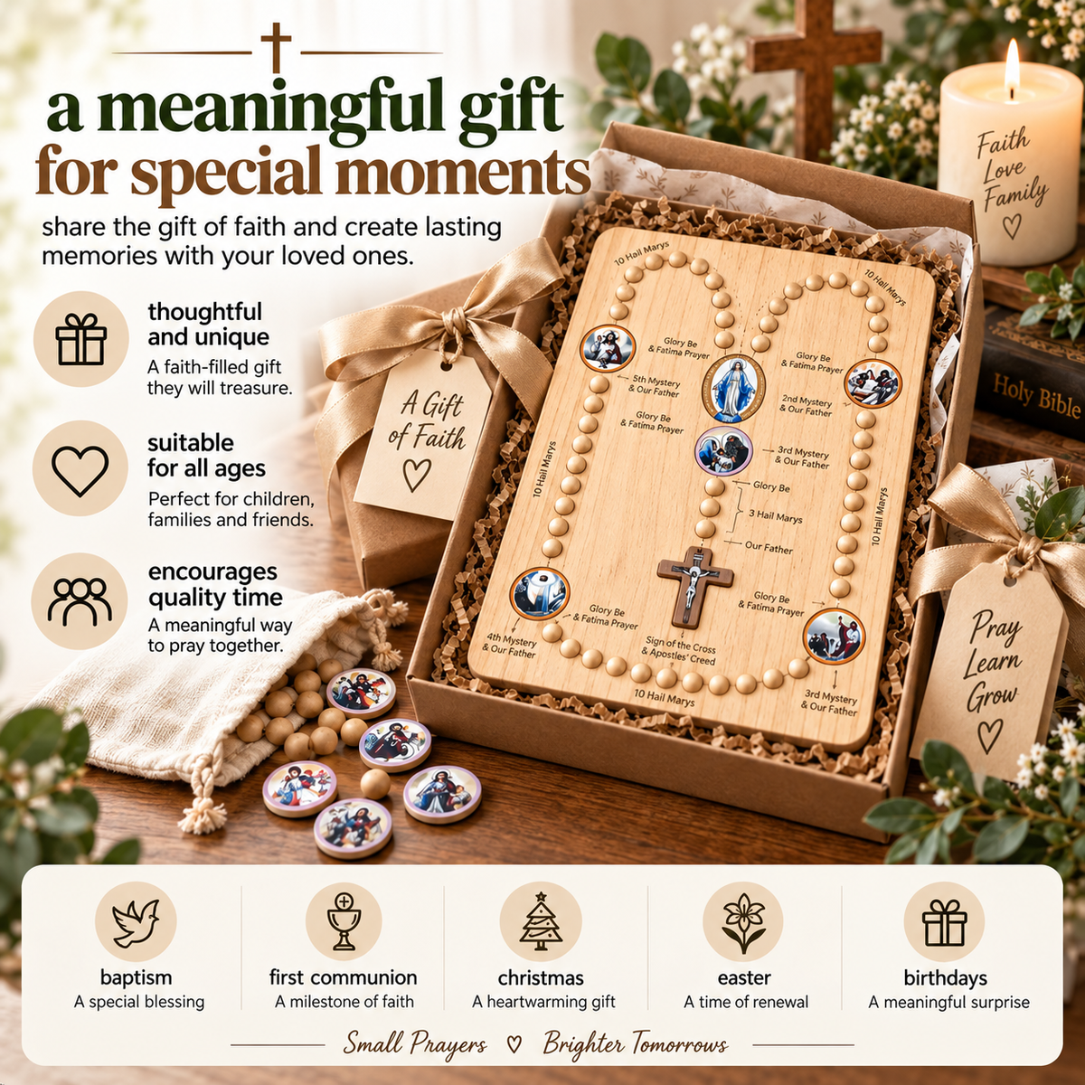 Catholic Rosary Prayer Board for Kids & Families – Hands-On Faith Learning Kit