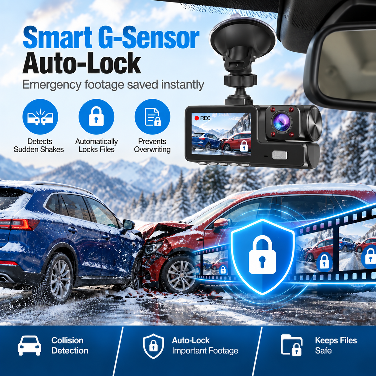 Upgraded 360° Protection Dash Cam: Triple-Lens 1080P Front • Cabin • Rear – Never Drive Blind Again! 🚗🛡️