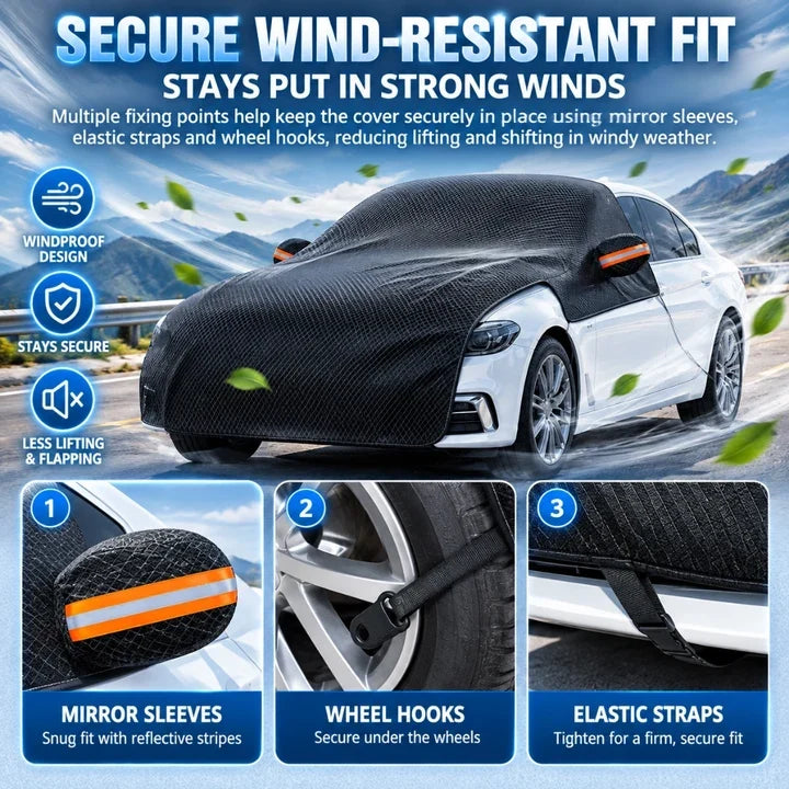 Upgrade 6-Layer Half-Car Protective Cover – Snow, Frost, UV & Wind Protection