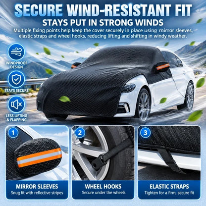 Upgrade 6-Layer Half-Car Protective Cover – Snow, Frost, UV & Wind Protection