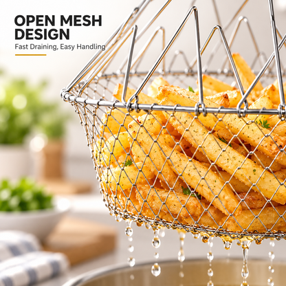 🔥Limited-Time 49% OFF – Foldable Stainless Steel Frying Basket & Colander ✨