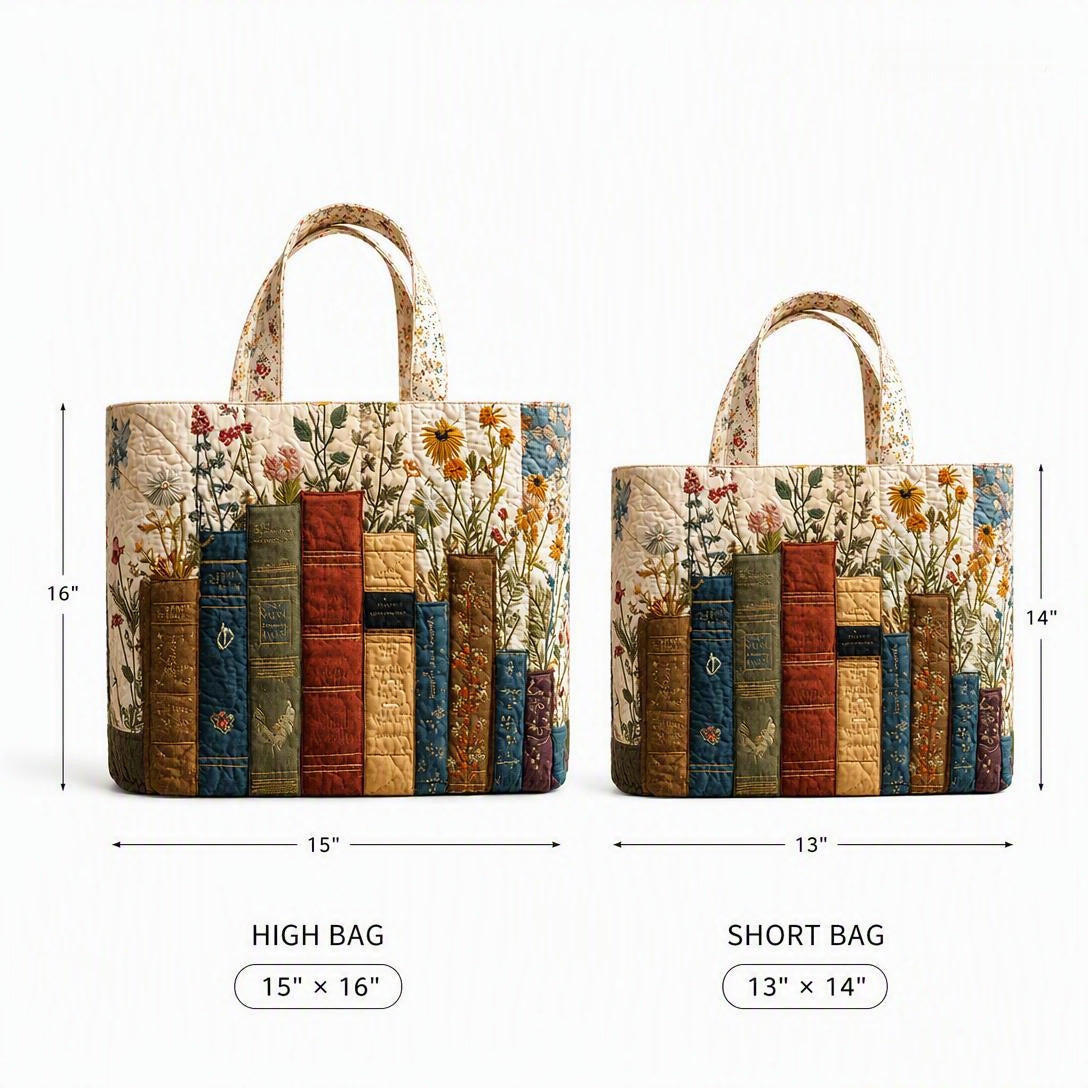 Women’s Vintage Library Quilted Tote Bag