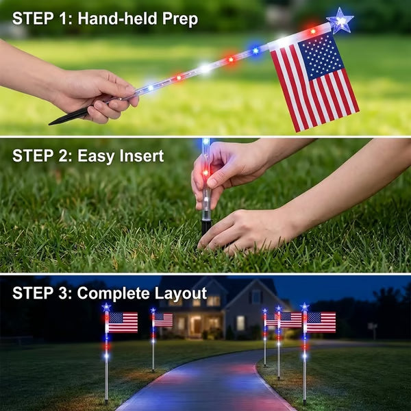 🔥250th Independence Celebration: 49% OFF🔥8 Solar American Flag Pathway Lights💫