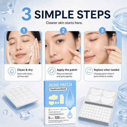 💧 532 PCS Hydrocolloid Acne Patches – Multi-Size Blemish & Spot Absorbing Covers ✨