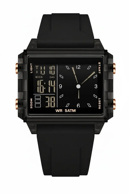 Analog-Digital Sport Watch – Waterproof, Luminous & Multi-Function