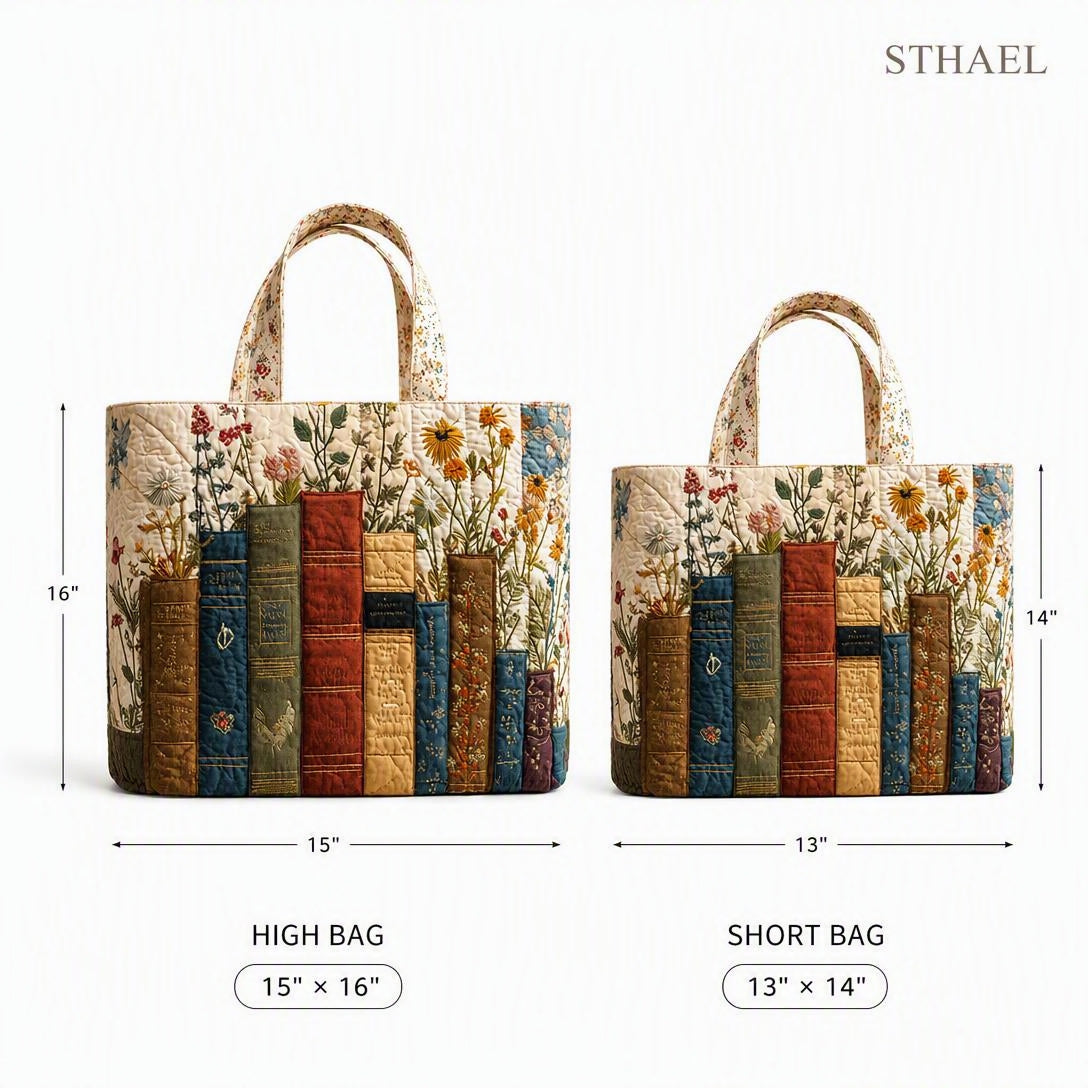 Women’s Vintage Library Quilted Tote Bag