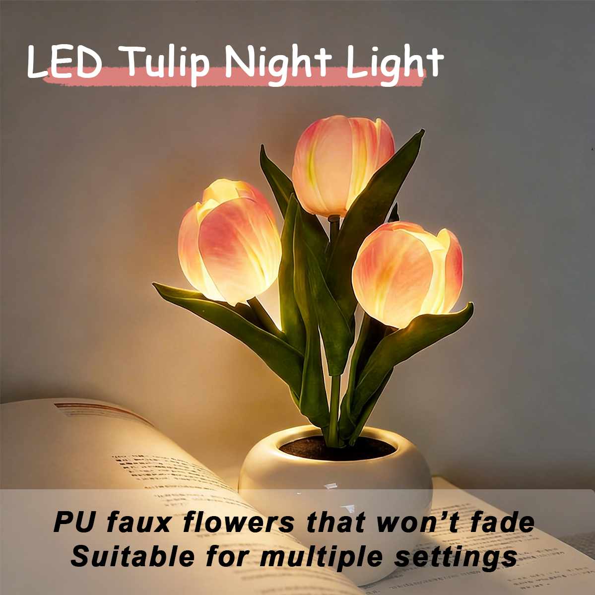 ✨FREESHIPPING🌷LED Night Light – Tulip Design with Vase