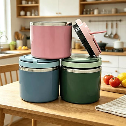 Stainless Steel Insulated Lunch Box with Handle – Leakproof Stackable Food Container for Office, School & Travel