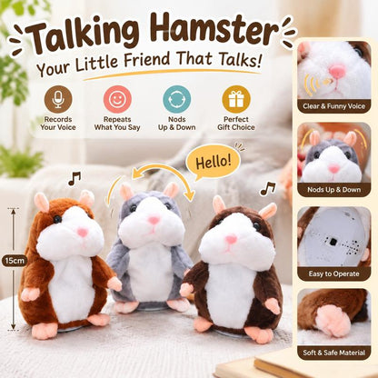 🎄LIMITED-TIME 50% OFF! ⏰Talking Hamster Plush – repeats whatever you say, auto head-shaking, hilarious fun for kids & adults