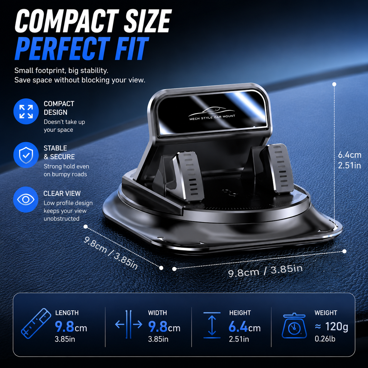 360° Car Phone Holder | Dashboard Suction Cup Mount for iPhone & Android