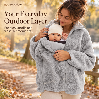 🤍 Cozy 2-in-1 Sherpa Babywearing Jacket – Soft & Warm Fleece Mom and Baby Coat