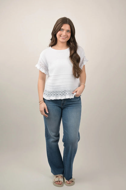 ✨ Breezy Crochet Knit Top