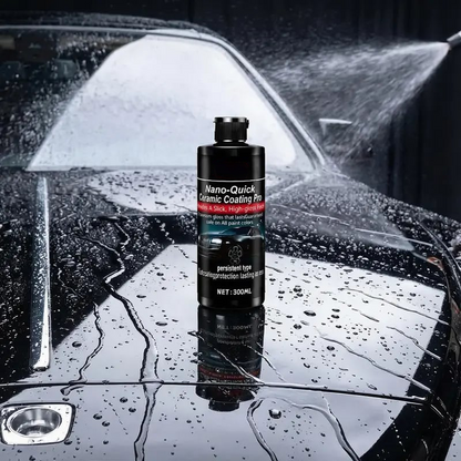 Automotive nano-ceramic coating features dust-repellent and hydrophobic properties, along with a long-lasting shine.