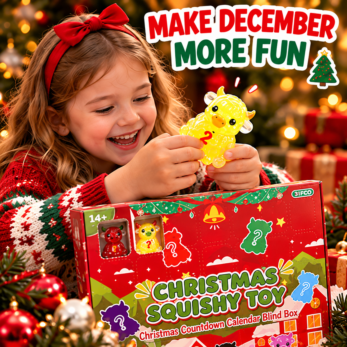 🔥Last Day 50% OFF-🐮Christmas Highland Cow Squeeze Toy Advent Calendar