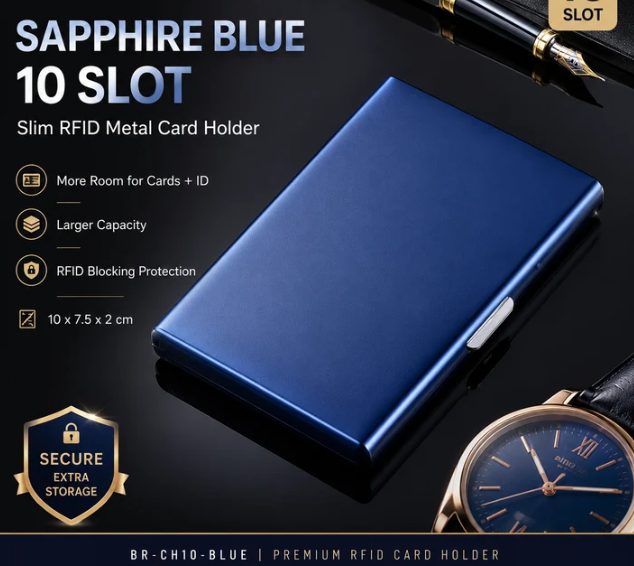 RFID Blocking Metal Card Holder – Slim Stainless Steel Wallet, 6/8/10 Slot