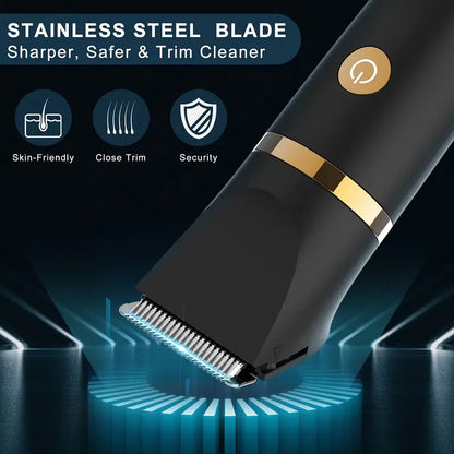 ✨ 3-In-1 Men's Body Groomer – Waterproof Groin, Body & Nose Hair Trimmer