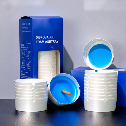Disposable Ashtray 25-Pack, Portable & Eco-Friendly Paper Ashtrays with Deodorizing Smokeless Gel, for Indoor Outdoor Use, Travel, Car Cup Holder, Parties and Camping