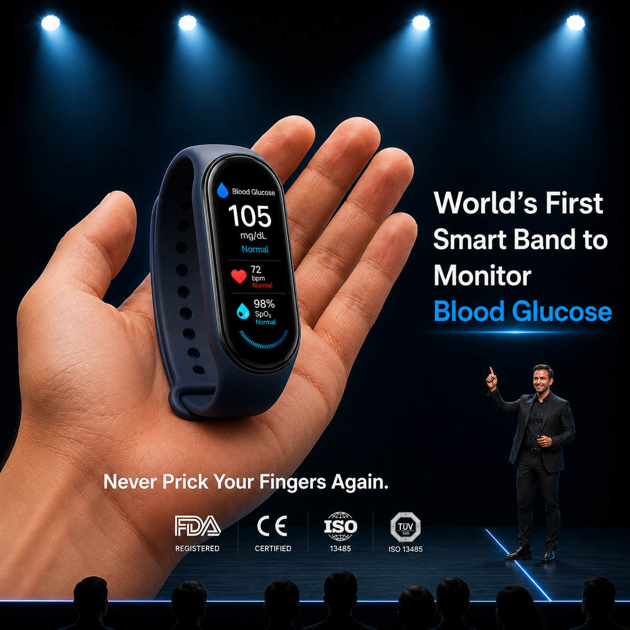 🔥80% OFF Launch Offer 🏆 2026 M9 Non-Invasive Smart Band 📈12 health reports - No-Prick