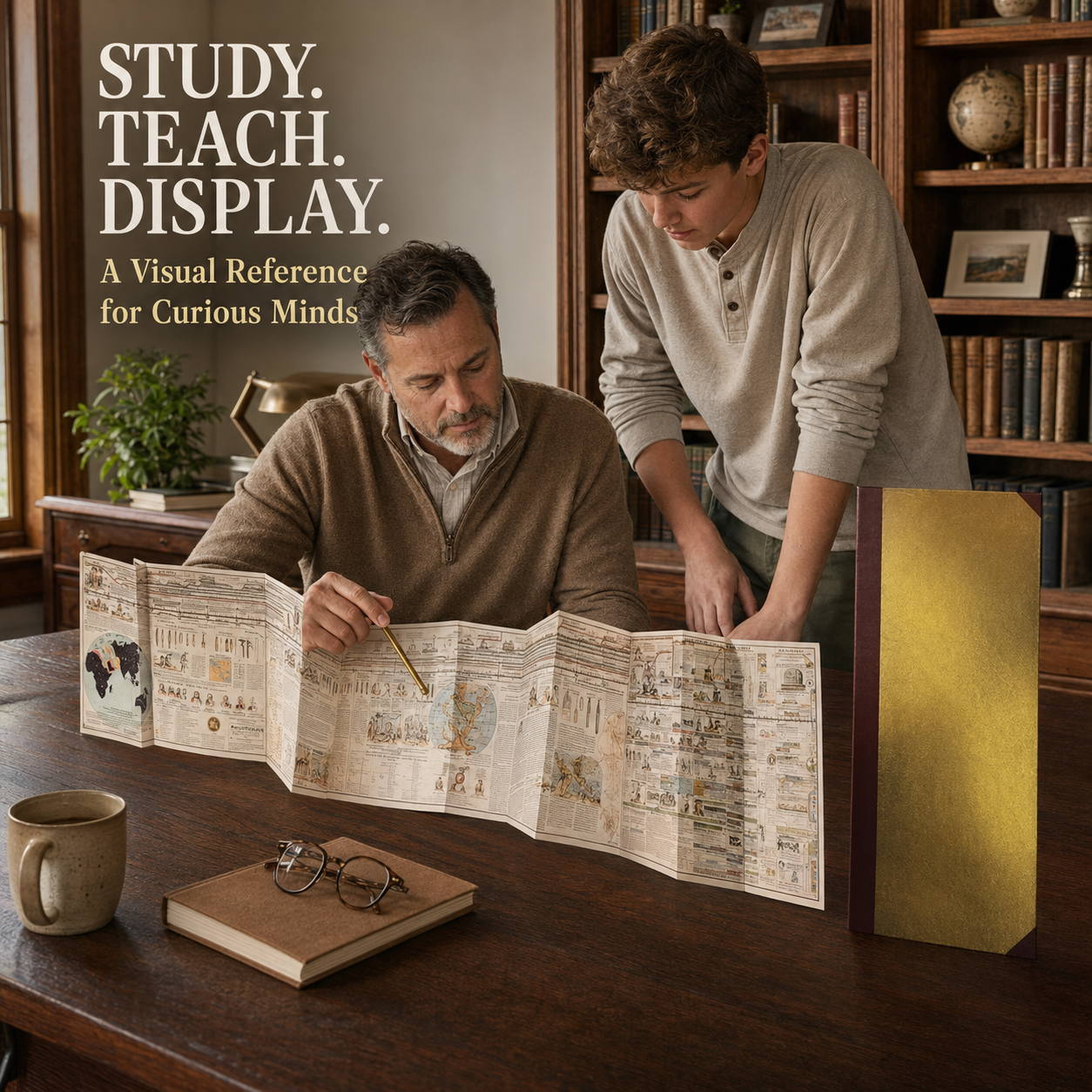 Adams' Time Chart: Vintage Hardcover World History Timeline Map Book