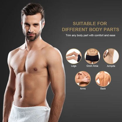 ✨ 3-In-1 Men's Body Groomer – Waterproof Groin, Body & Nose Hair Trimmer