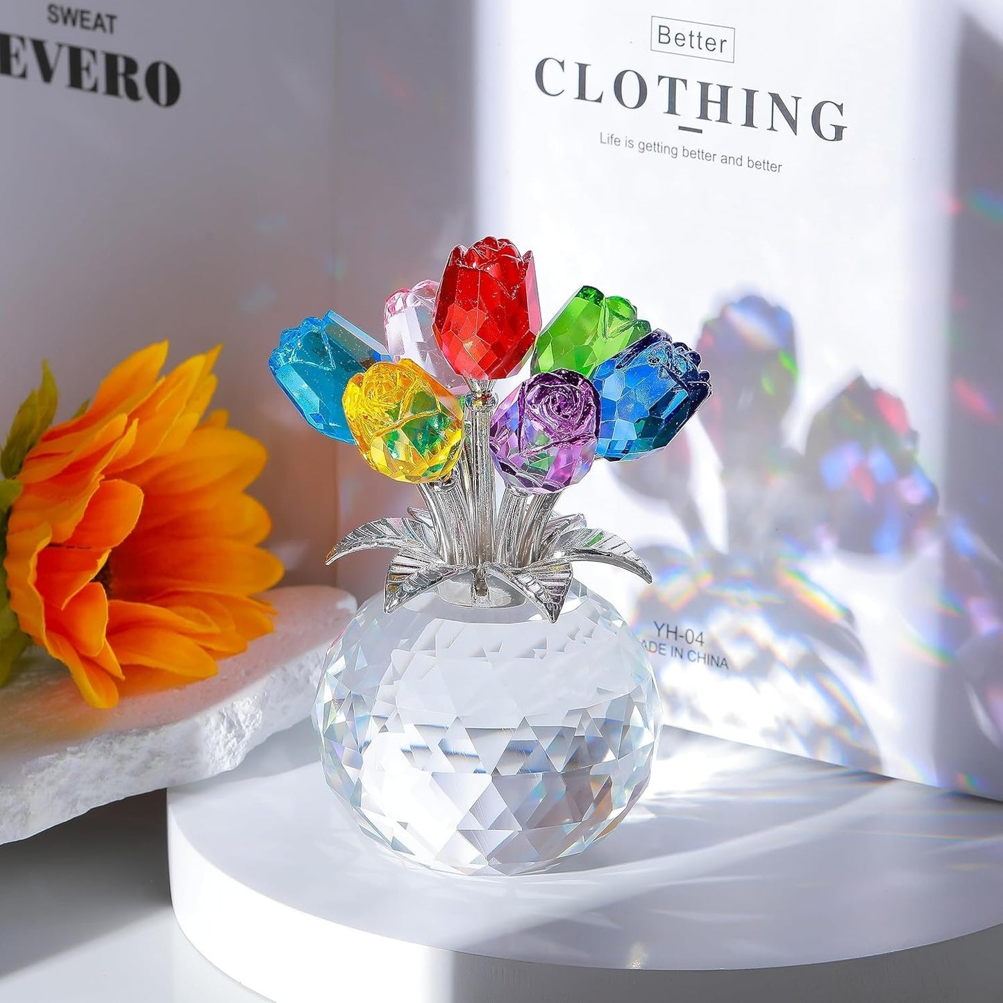 🔥Mother‘s Day 50% OFF🔥🔮Everlasting Crystal Rose Flower Figurine in Vase
