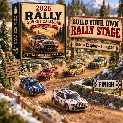 🏎️ Rallye-Adventskalender 2026 – 24 Tage voller Tempo & Action, 24 Rallyeautos zum Sammeln