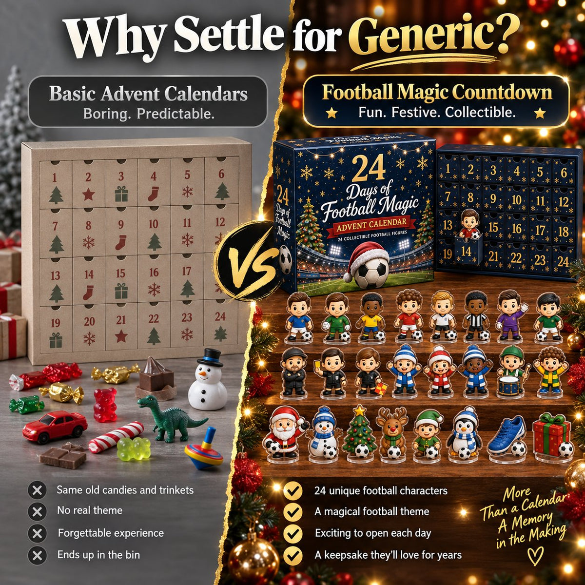 24-Day Christmas Advent Calendar | Football Team Collectible Figures