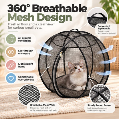 Portable Pet Playpen for Cats, Rabbits & Small Pets | Breathable Mesh