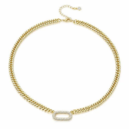 Cuban Link Chain Necklace with Zircon Clasp