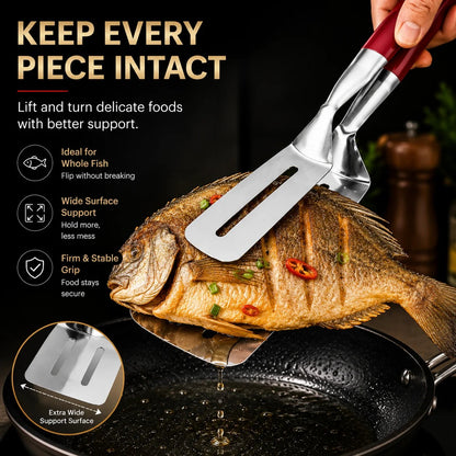 BUY 1 GET 1 FREE🍳 2-in-1 Stainless Steel Spatula Tongs – Grip, Flip & Serve