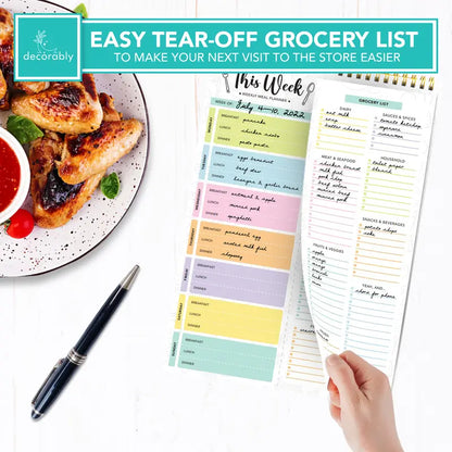52 Sheets Pastel Undated Magnetic Weekly Meal Planner and Grocery List Notepad