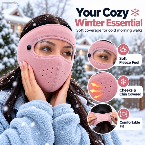 ❄️ Winter Face Cover with Clear Eye Shield – Adjustable Cold Weather Balaclava