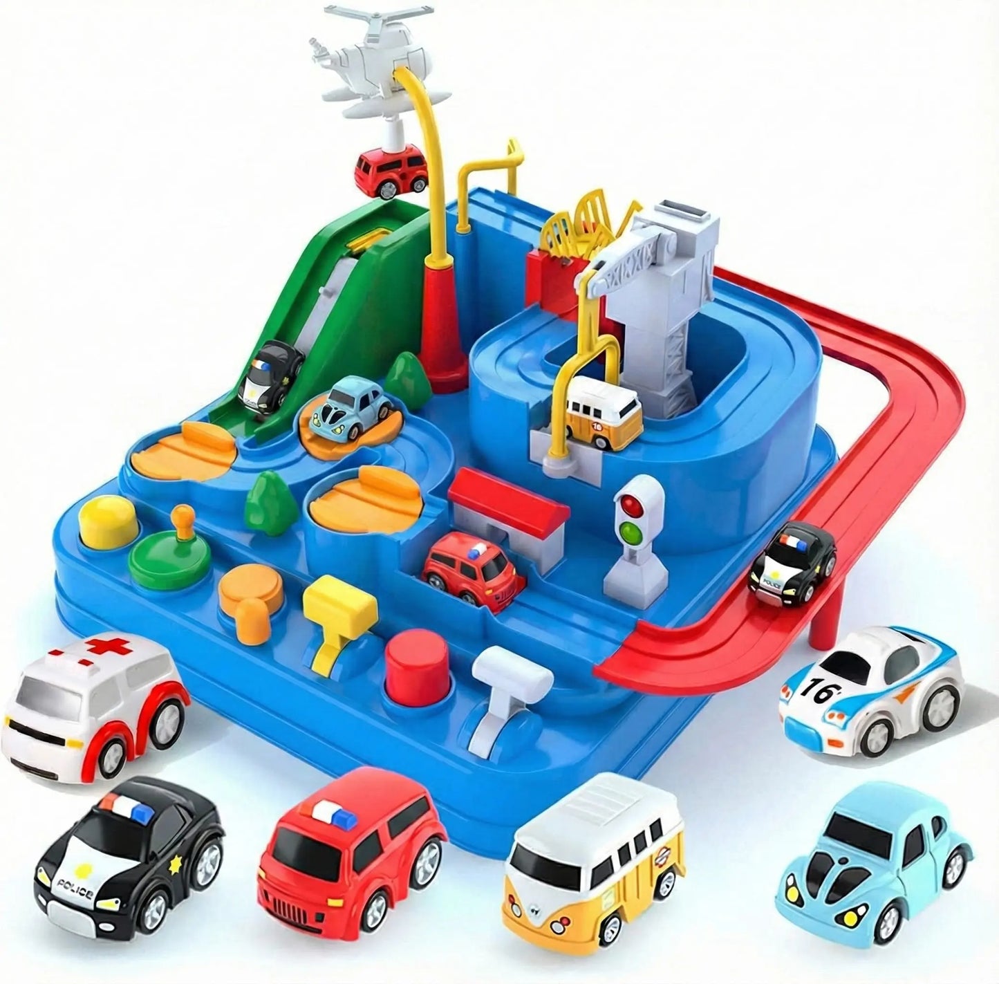 Kids Race Track Adventure Toy with 4 Cars - Safe & Easy Assembly