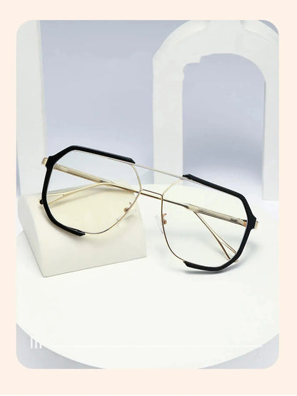 Unisex Flat Top Square Eyeglasses – Trendy Stylish Frames for Women & Men, Everyday Wear & Parties