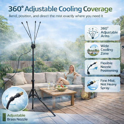 🌡 Portable Misting System: Drop your patio temperature by 20°F instantly without using a single watt of electricity. 🌬️