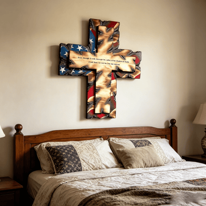 🎁🎉Only $49.99 This Week🌟🎉Patriotic American Flag Wooden Cross Wall Decor