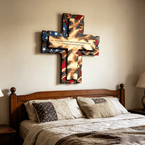 🎁🎉Only $49.99 This Week🌟🎉Patriotic American Flag Wooden Cross Wall Decor
