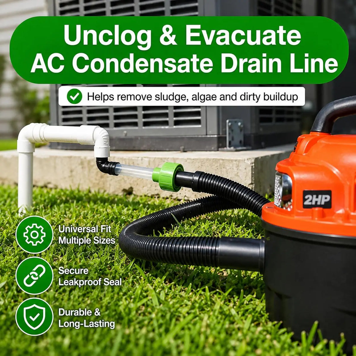 ❄️ 50% OFF Universal AC Drain Line Cleaner – Wet/Dry Vac Adapter for Fast Clog Removal