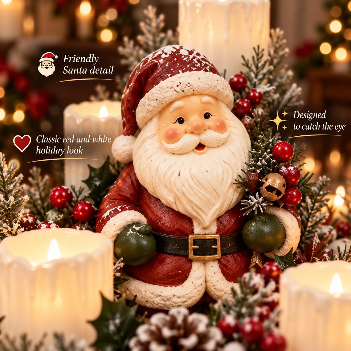 🎄 Christmas Reindeer Candle Centerpiece – Peace, Joy & Love Holiday Table Decor