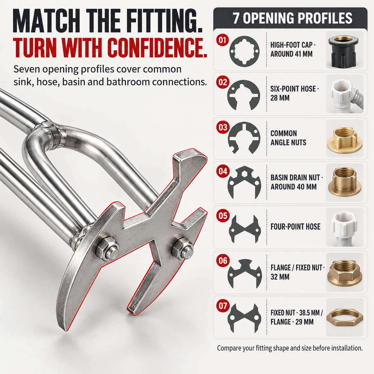 7-opening sink wrench product image 3
