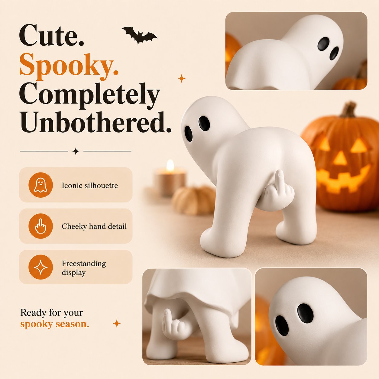 👻Cheeky Ghost Figurine – Funny Halloween Tabletop Decor
