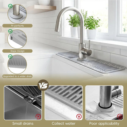 Adjustable Silicone Faucet Splash Guard Mat – Quick-Dry Sink Water Catcher for Kitchen & Bathroom